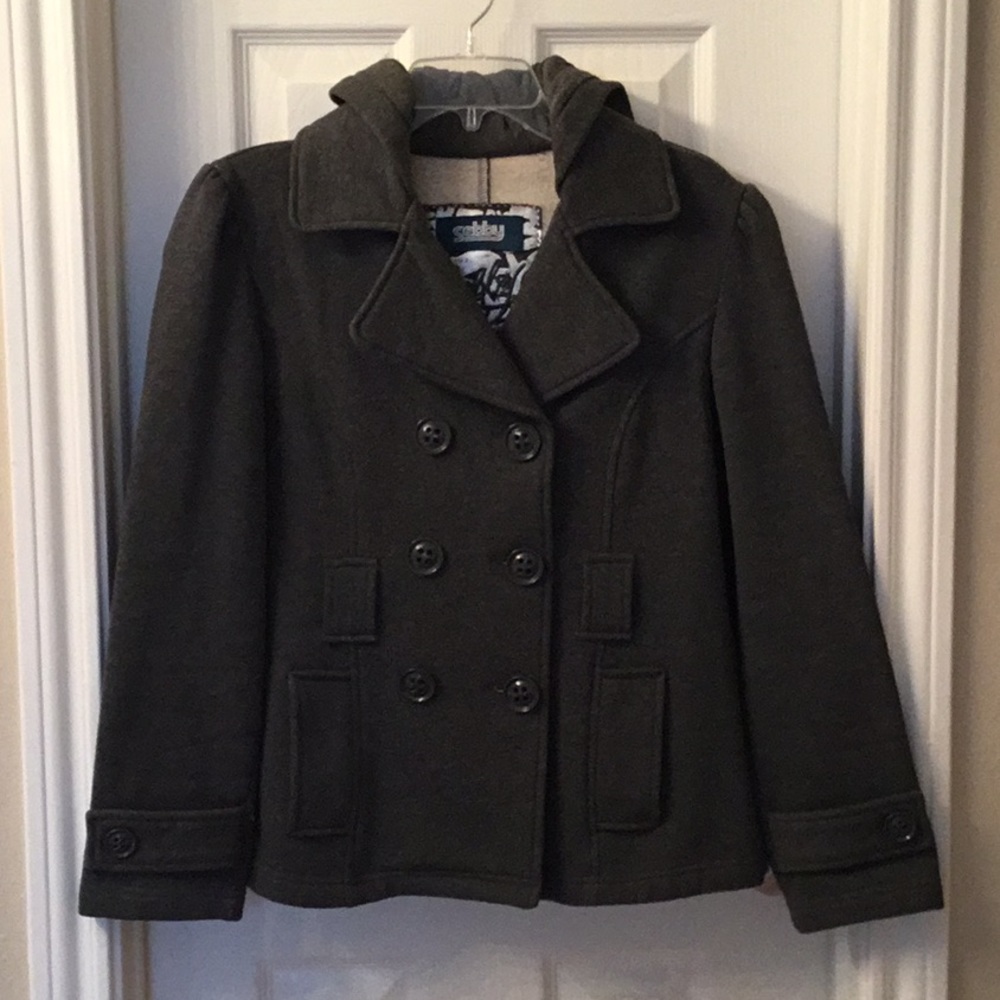 Gray Hooded Pea Coat